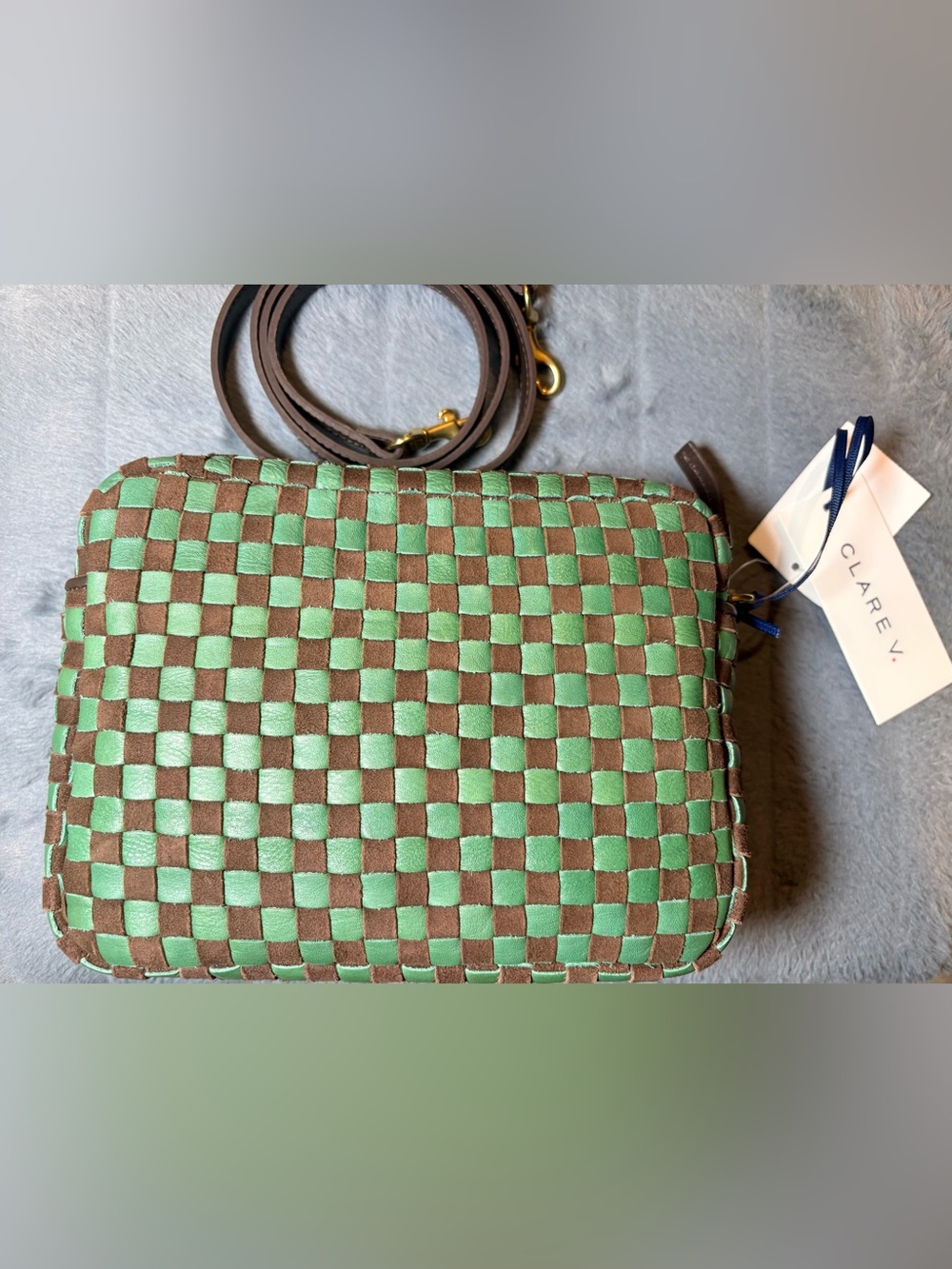 Brand new Clare V midi sac in deep pine and chocolate NWT - Picture 2 of 8
